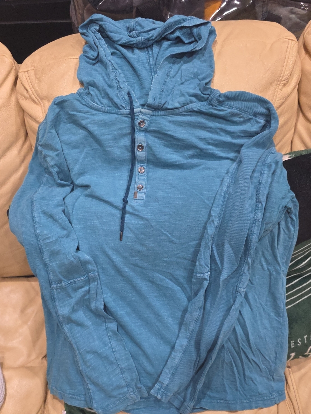 Calvin Klein Teal Blue Hooded Henley